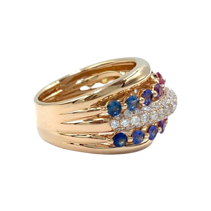 Multi Color. Sapphire Diamond Ring