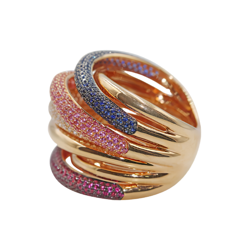 Multi Sapphire Cross Ring For Women