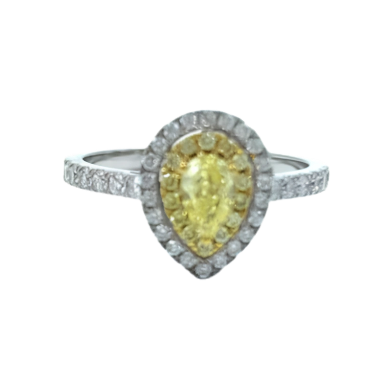 Pear shape Fancy Yellow Diamond Ring