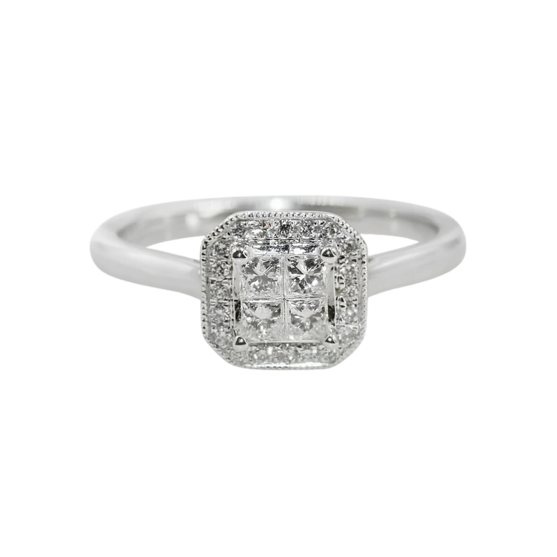 Princess Cluster Diamond Ring For Women