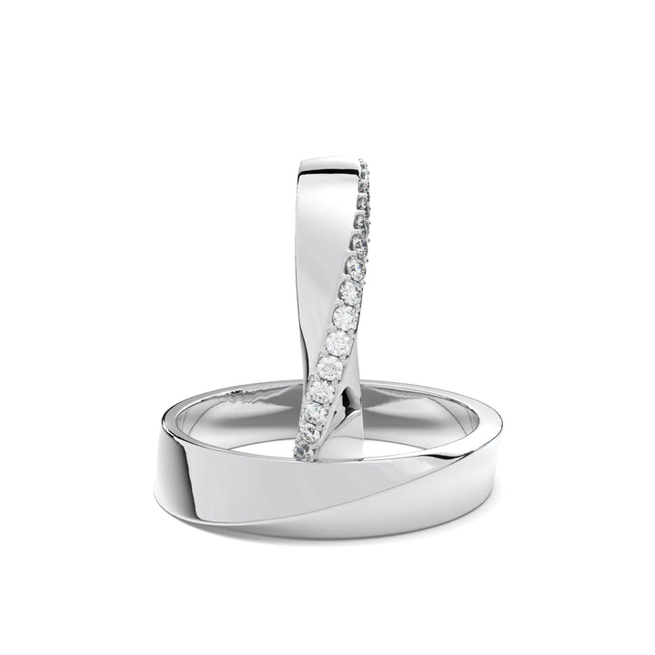 Wedding band set 18k gold lab diamond rings