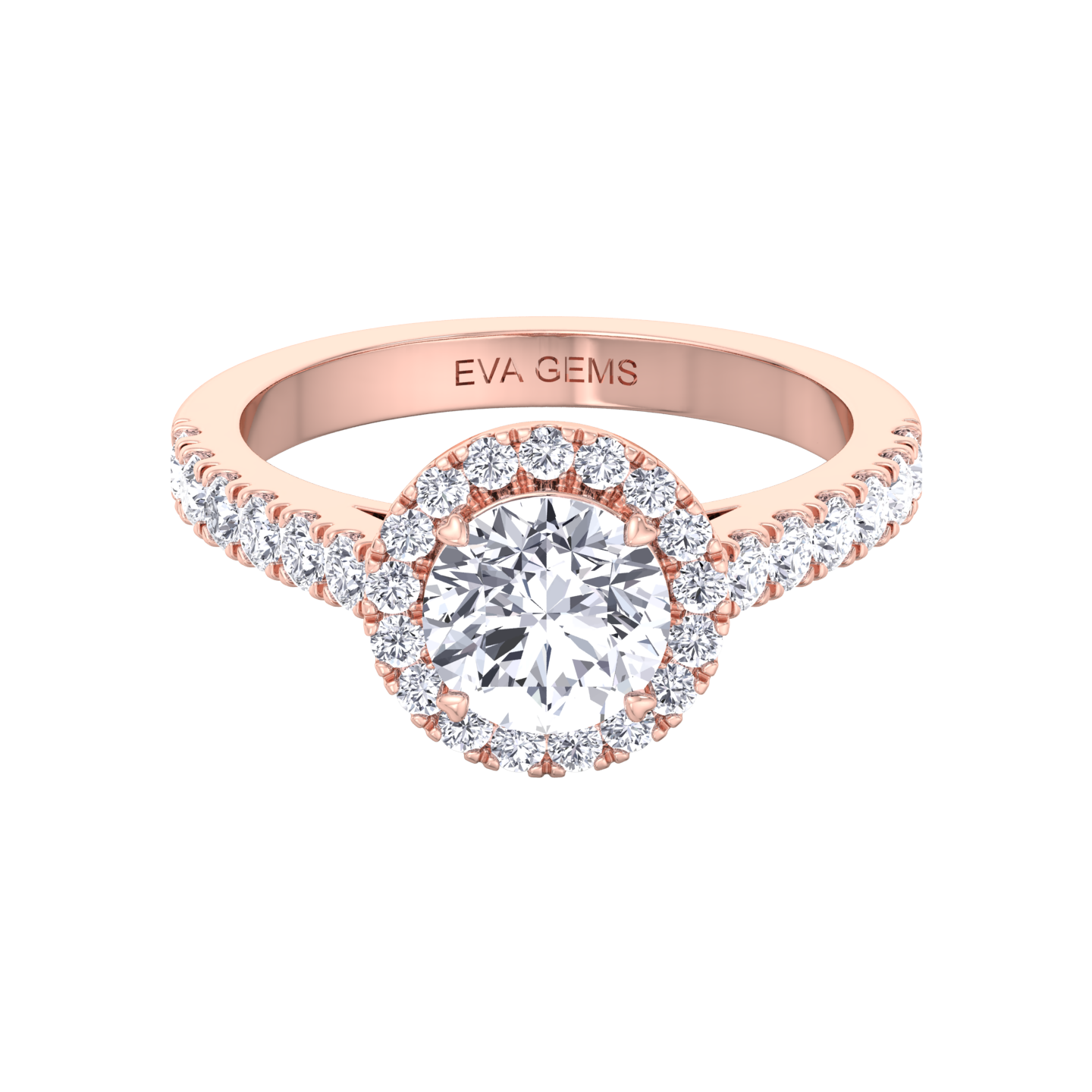 Round Cut Halo Engagement Ring - Eva Gems
