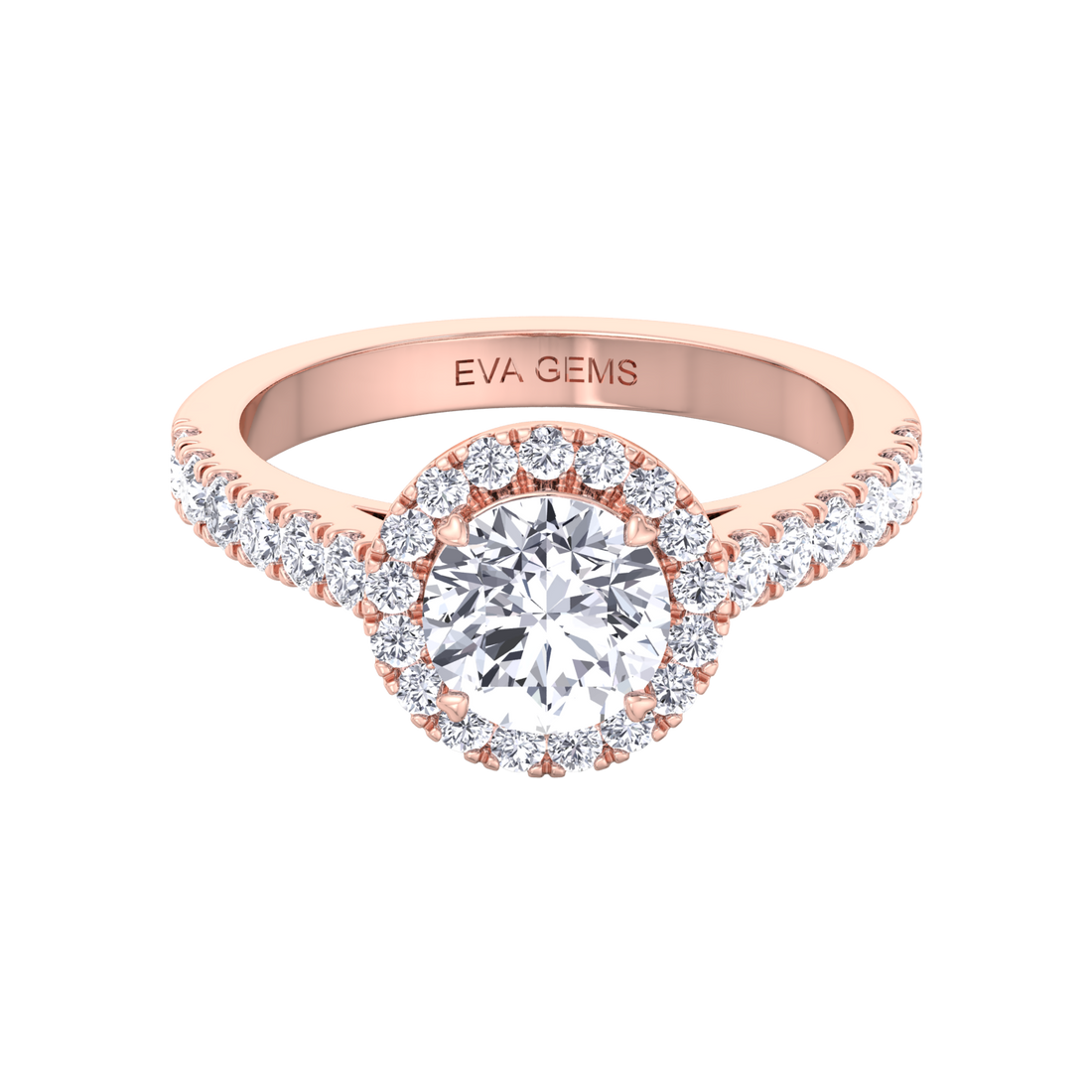 Round Cut Halo Engagement Ring - Eva Gems