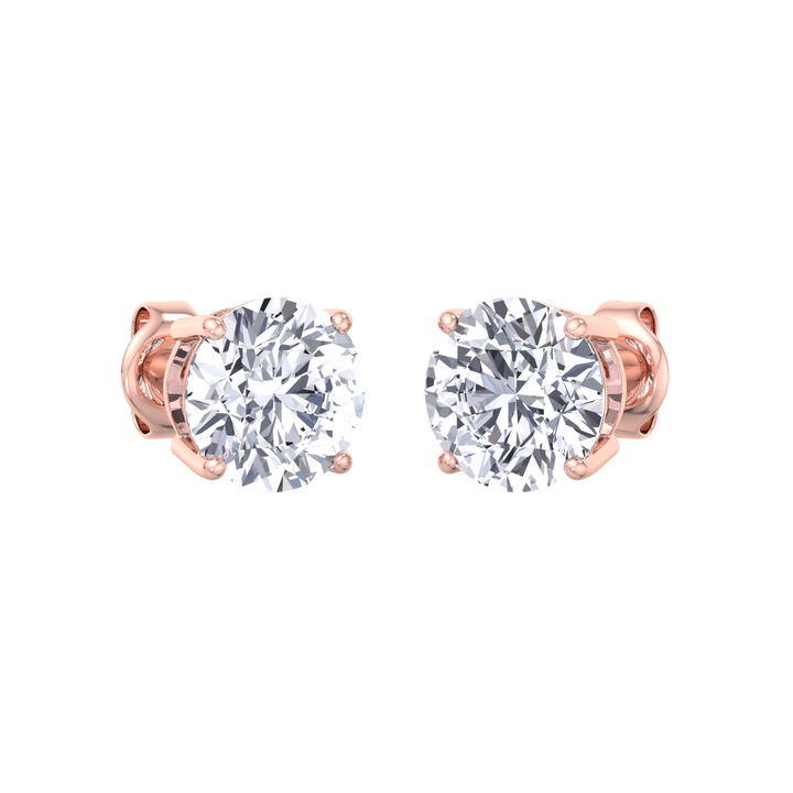 Round Solitaire Diamond Earrings | Tiffany-Inspired Earrings by Eva Gems