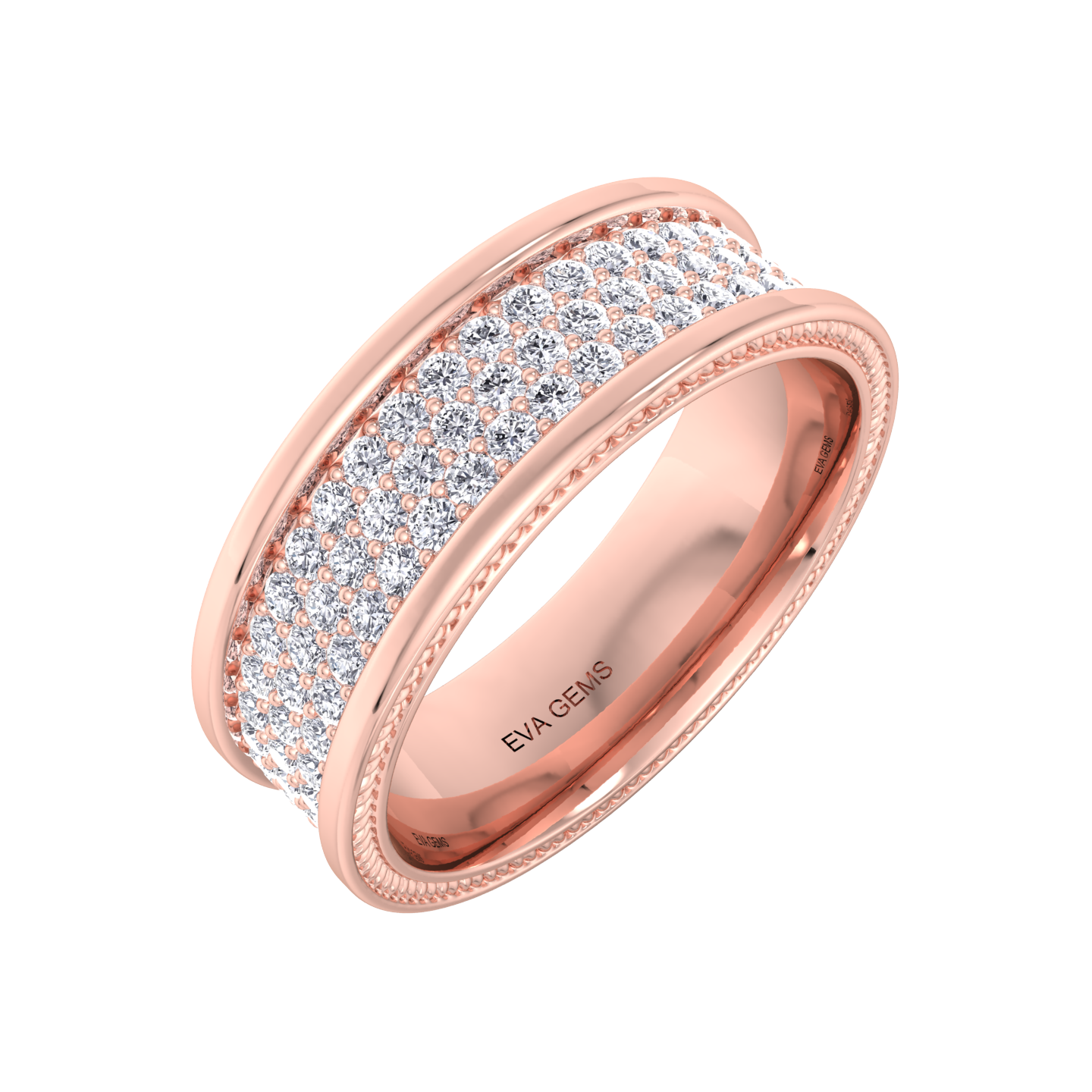 خاتم ألماس مرصع بالكامل من الذهب عيار 18 قيراطًا - EVA GEMS