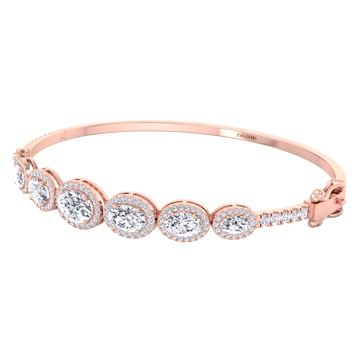 Diamond Halo Bangle Bracelet - EVA GEMS