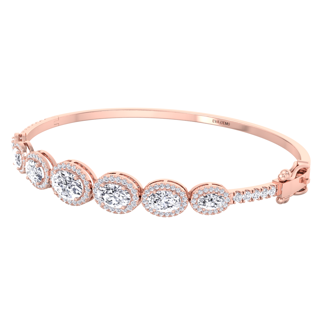 Diamond Halo Bangle Bracelet - EVA GEMS