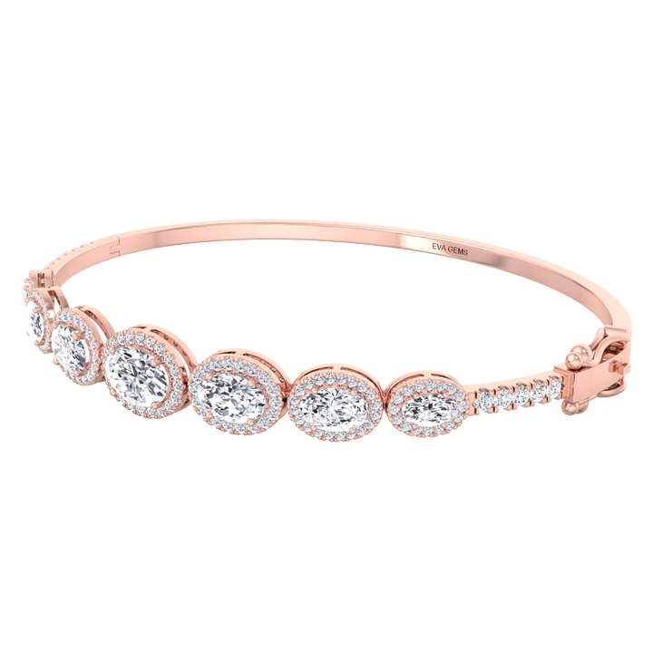 Diamond Halo Bangle Bracelet - EVA GEMS