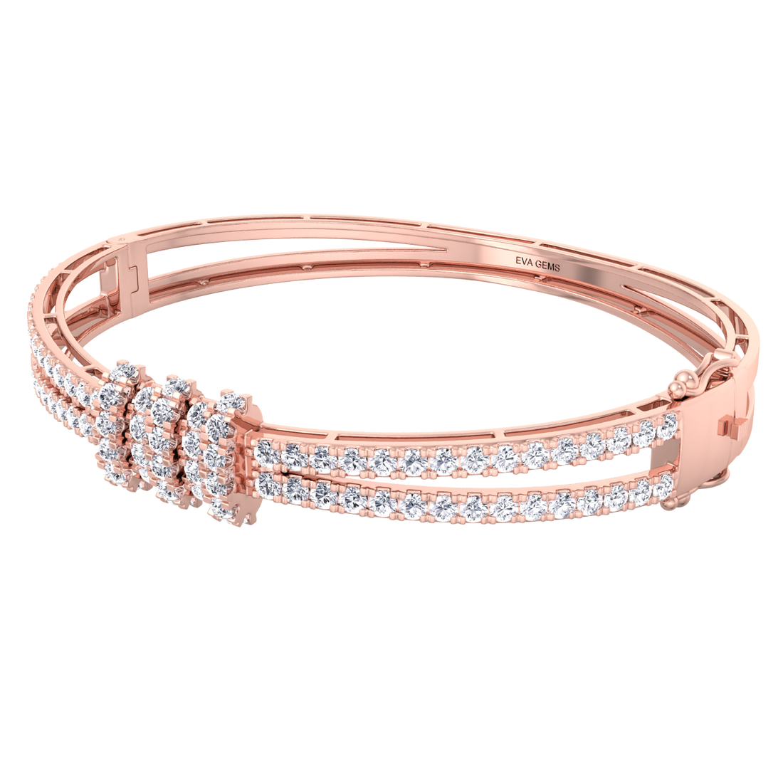 Timeless Triple-Row Diamond Bangle - EVA GEMS