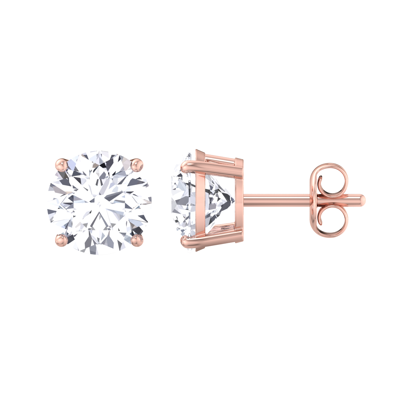 Round diamond earrings in Tiffany-inspired settings

