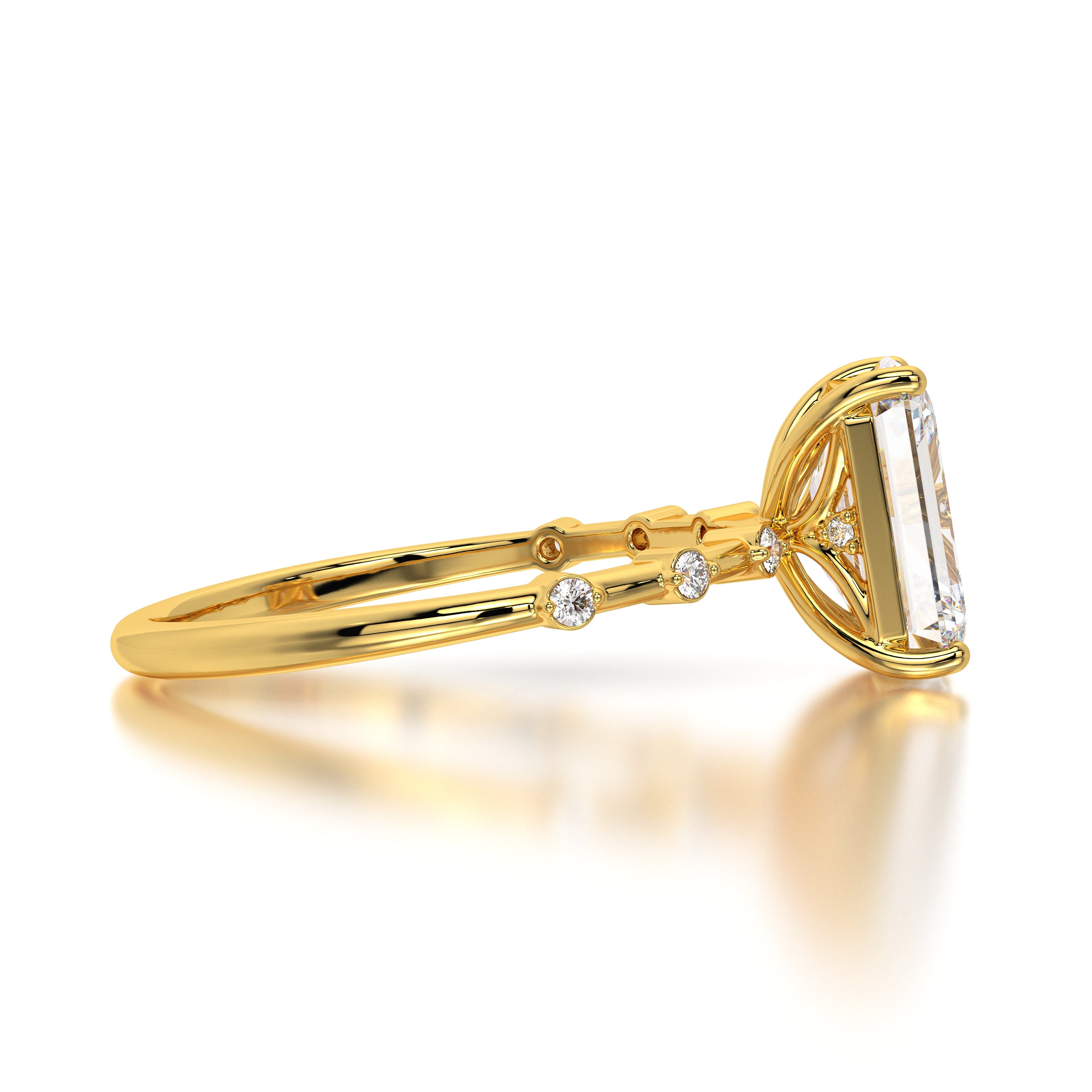 Emerald Starlight: 2.85 ct Lab-Grown Diamond Ring in White Gold with Side Accents