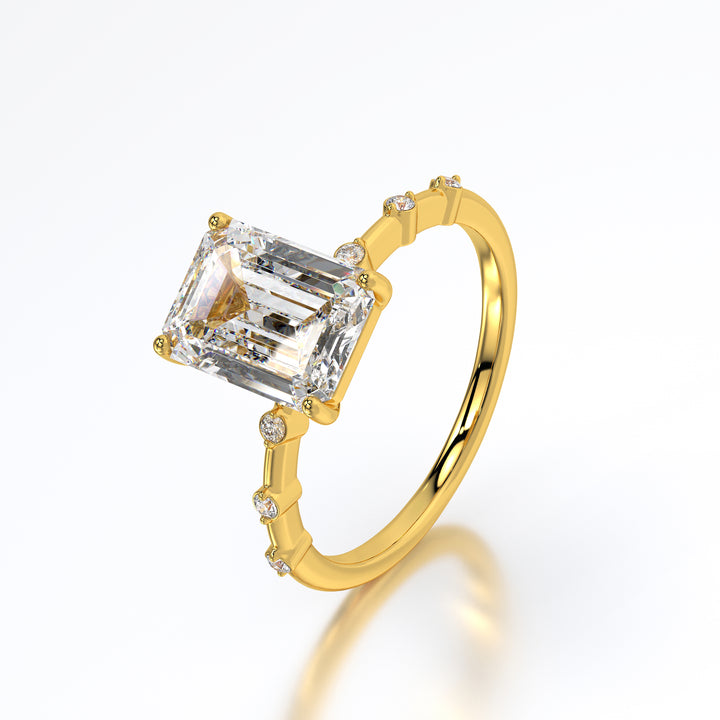 Emerald Starlight: 2.85 ct Lab-Grown Diamond Ring in White Gold with Side Accents