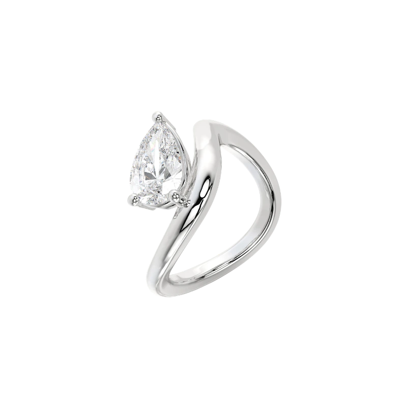 Sculpted Grace: 1.54 ct Pear Lab Diamond Solitaire Ring in 18K Gold