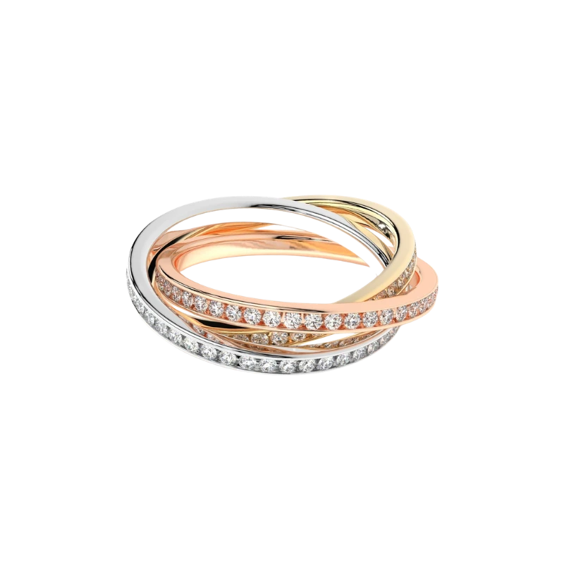 Tri-Tone Interlocking Diamond Ring