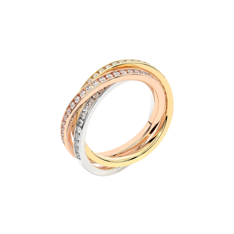 Tri-Tone Interlocking Diamond Ring