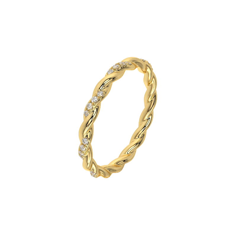 Twisted Elegance: Diamond Braided Band Ring in 18K Gold