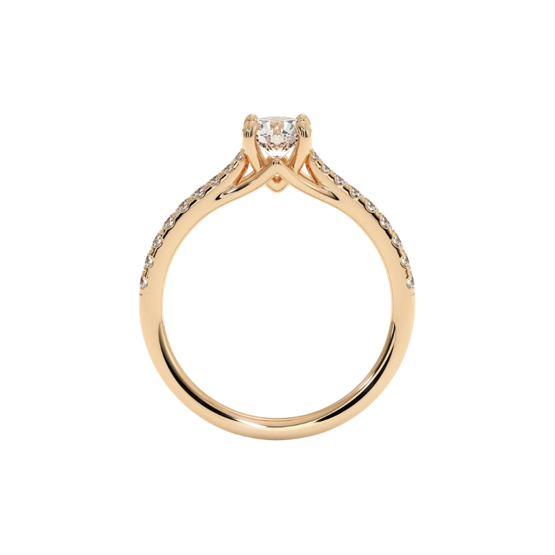 Valentina Pavé Ring with a Round Solitaire - 1.10 Carat