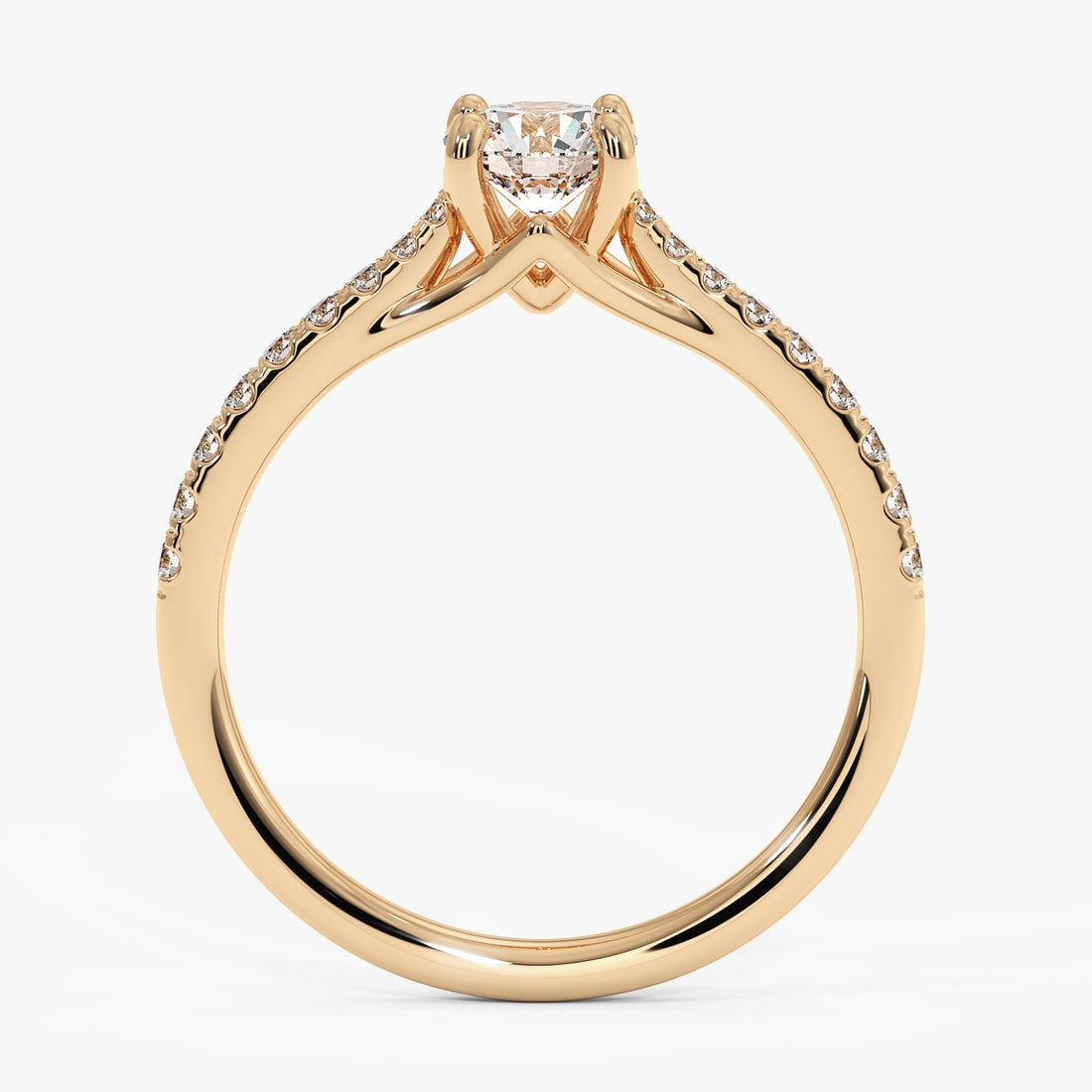 Valentina Pavé Ring with a Round Solitaire - 1.10 Carat