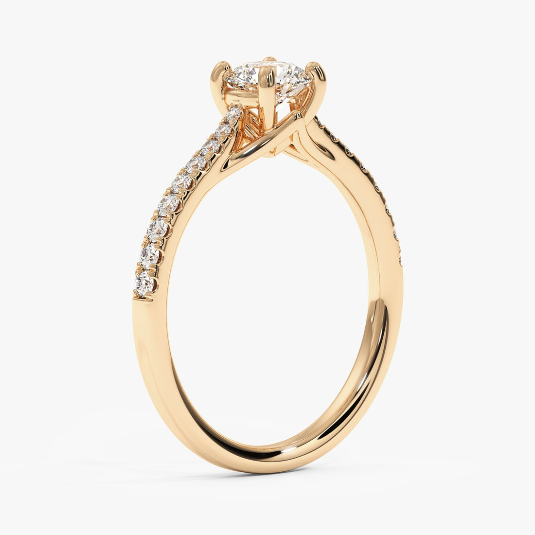 Valentina Pavé Ring with a Round Solitaire - 1.10 Carat