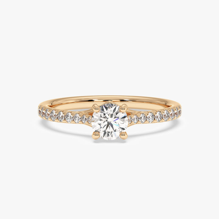 Valentina Pavé Ring with a Round Solitaire - 1.10 Carat