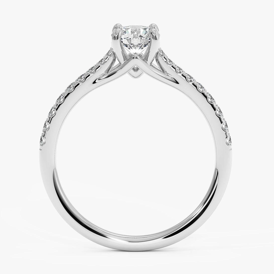 Valentina Pavé Ring with a Round Solitaire - 1.10 Carat