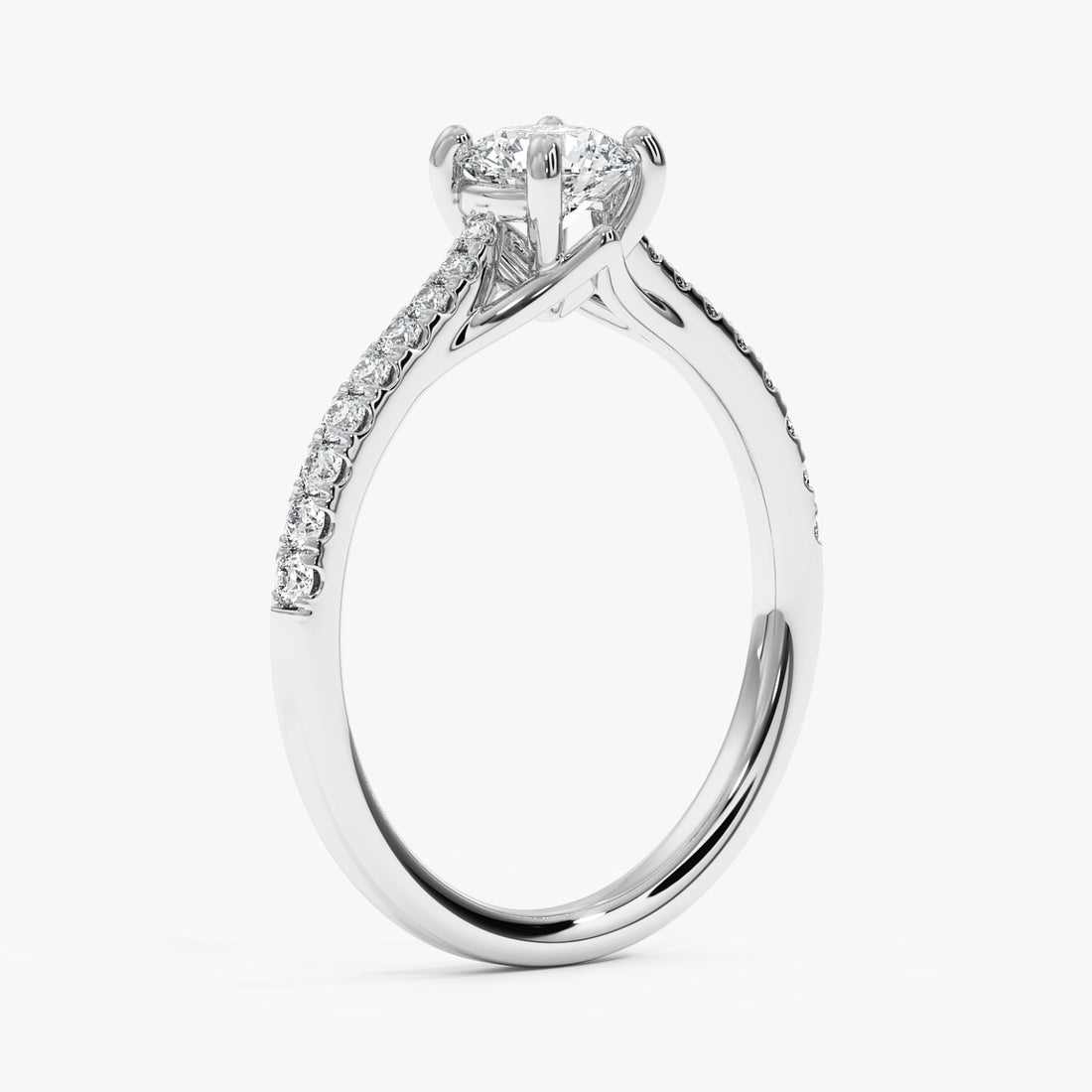 Valentina Pavé Ring with a Round Solitaire - 1.10 Carat