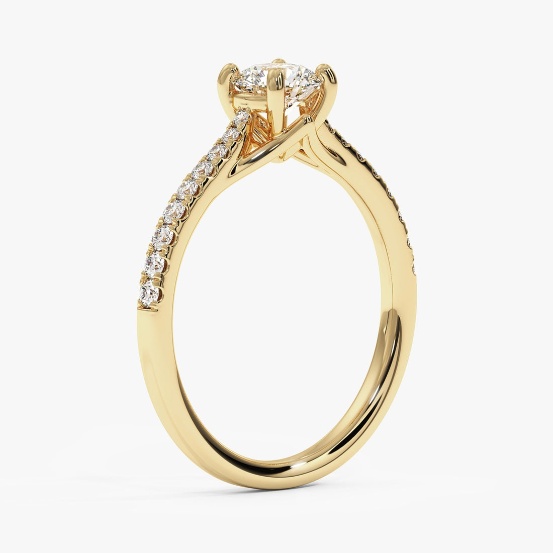 Valentina Pavé Ring with a Round Solitaire - 1.10 Carat