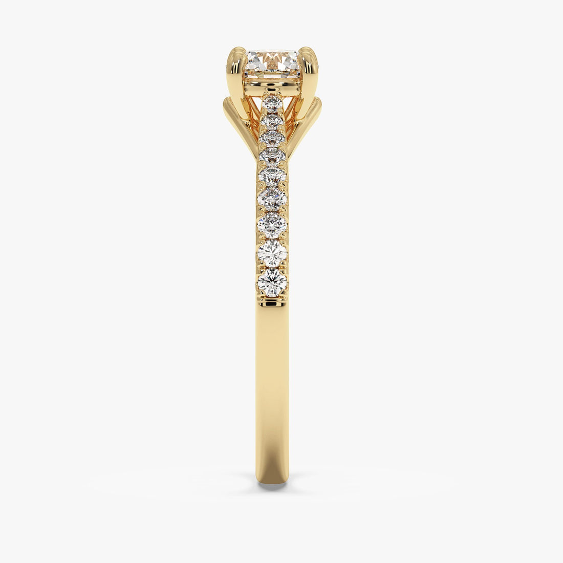 Valentina Pavé Ring with a Round Solitaire - 1.10 Carat