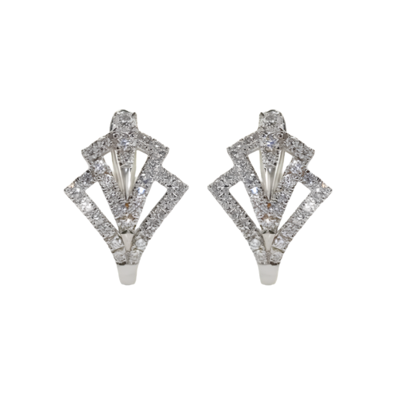 White Diamond Hoop Earrings