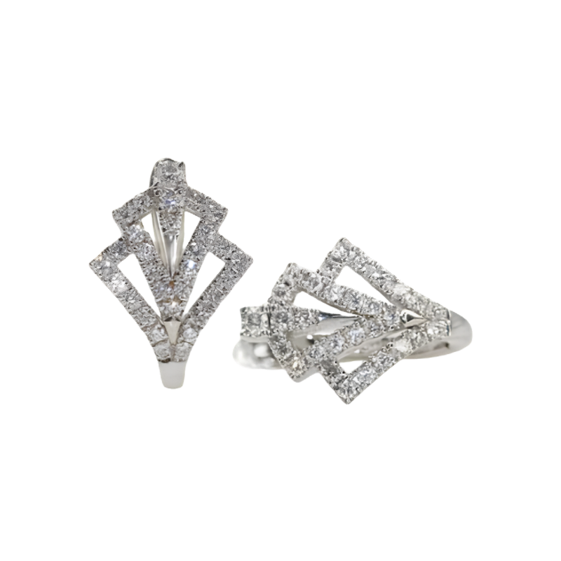 White Diamond Hoop Earrings
