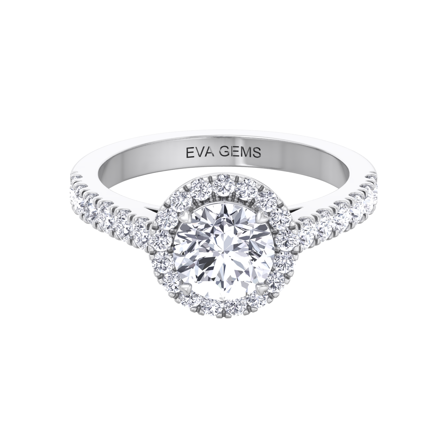 Round Cut Halo Engagement Ring - Eva Gems