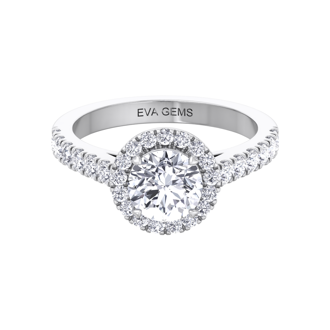 Round Cut Halo Engagement Ring - Eva Gems