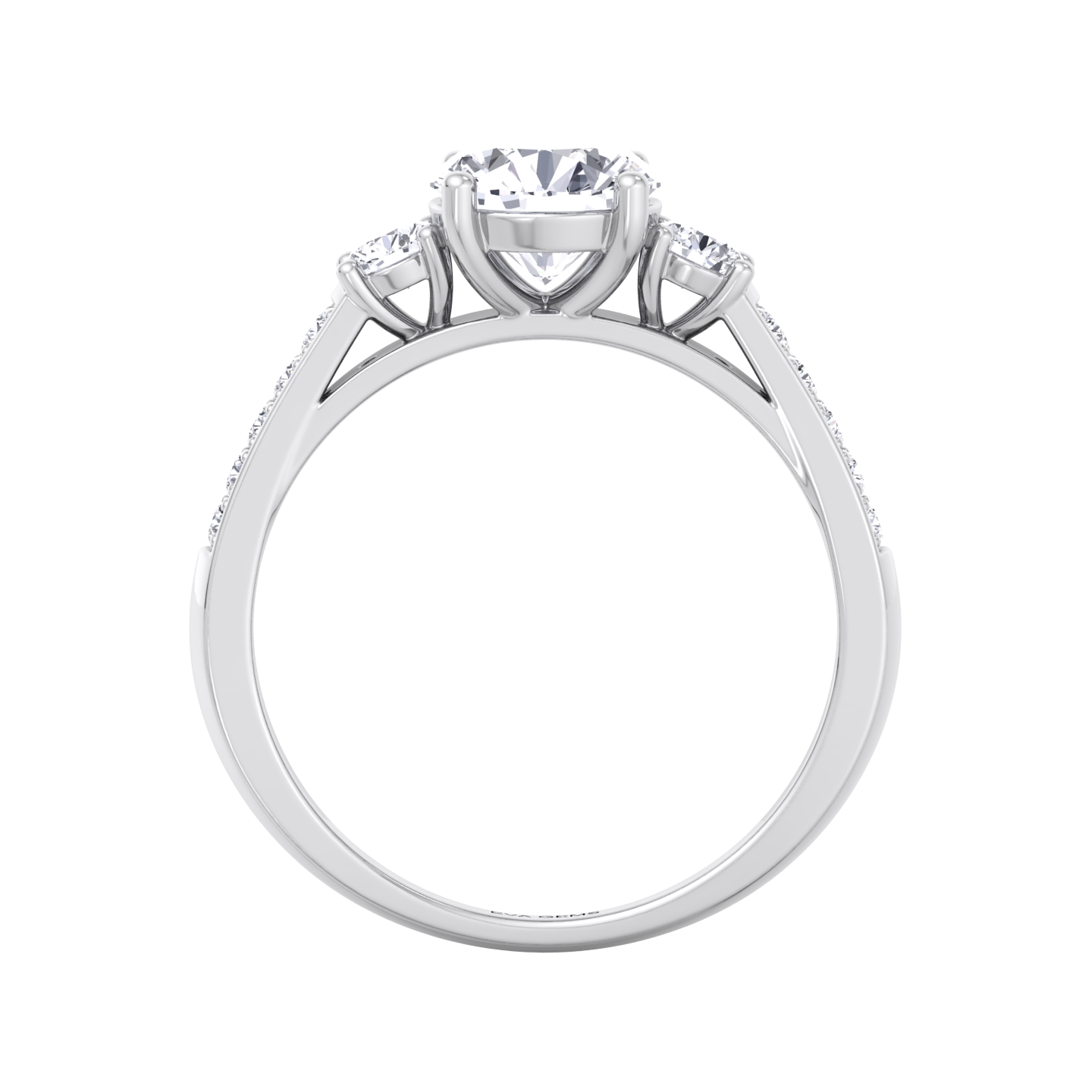 Trilogy ring featuring lab-grown diamonds for engagement

