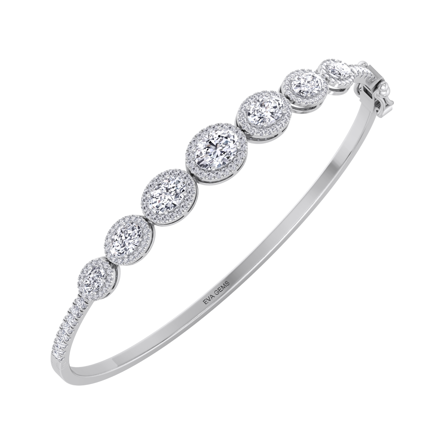 Diamond Halo Bangle Bracelet - EVA GEMS