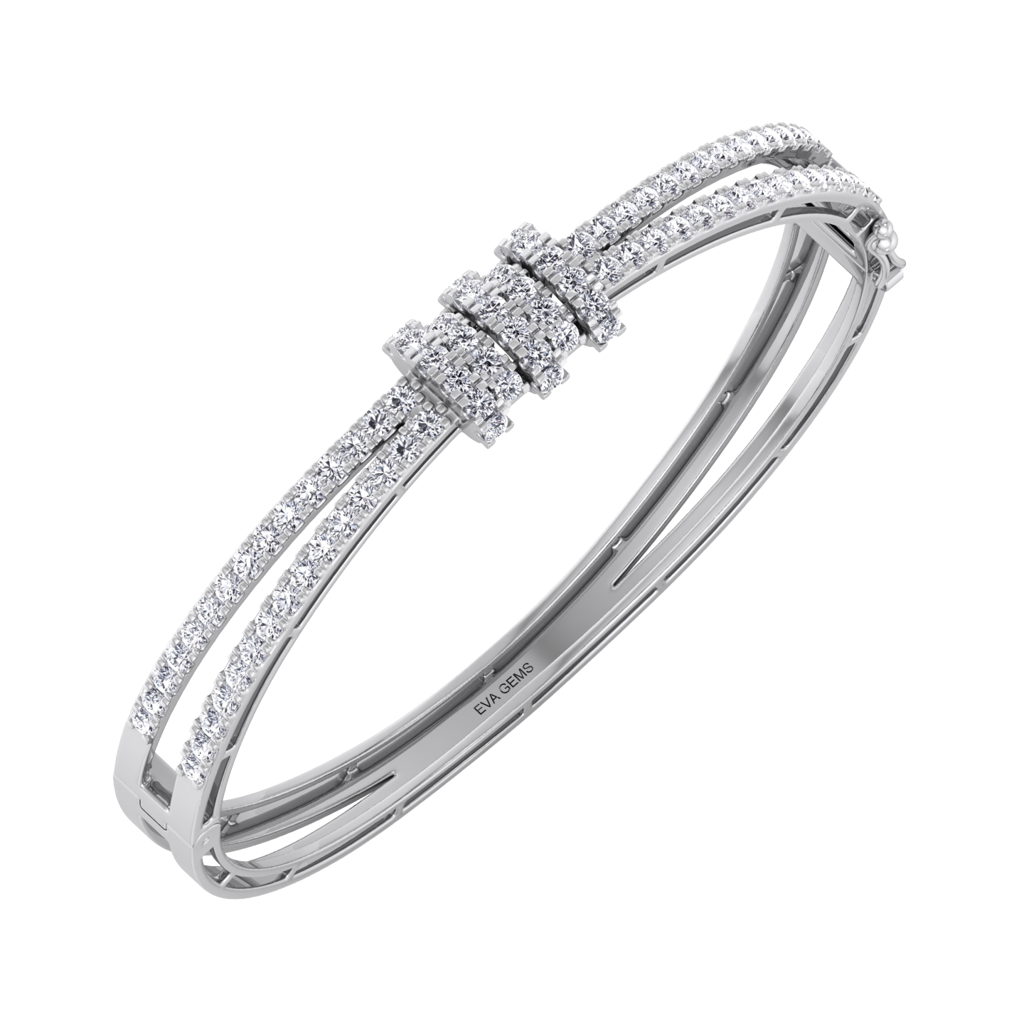 Timeless Triple-Row Diamond Bangle - EVA GEMS