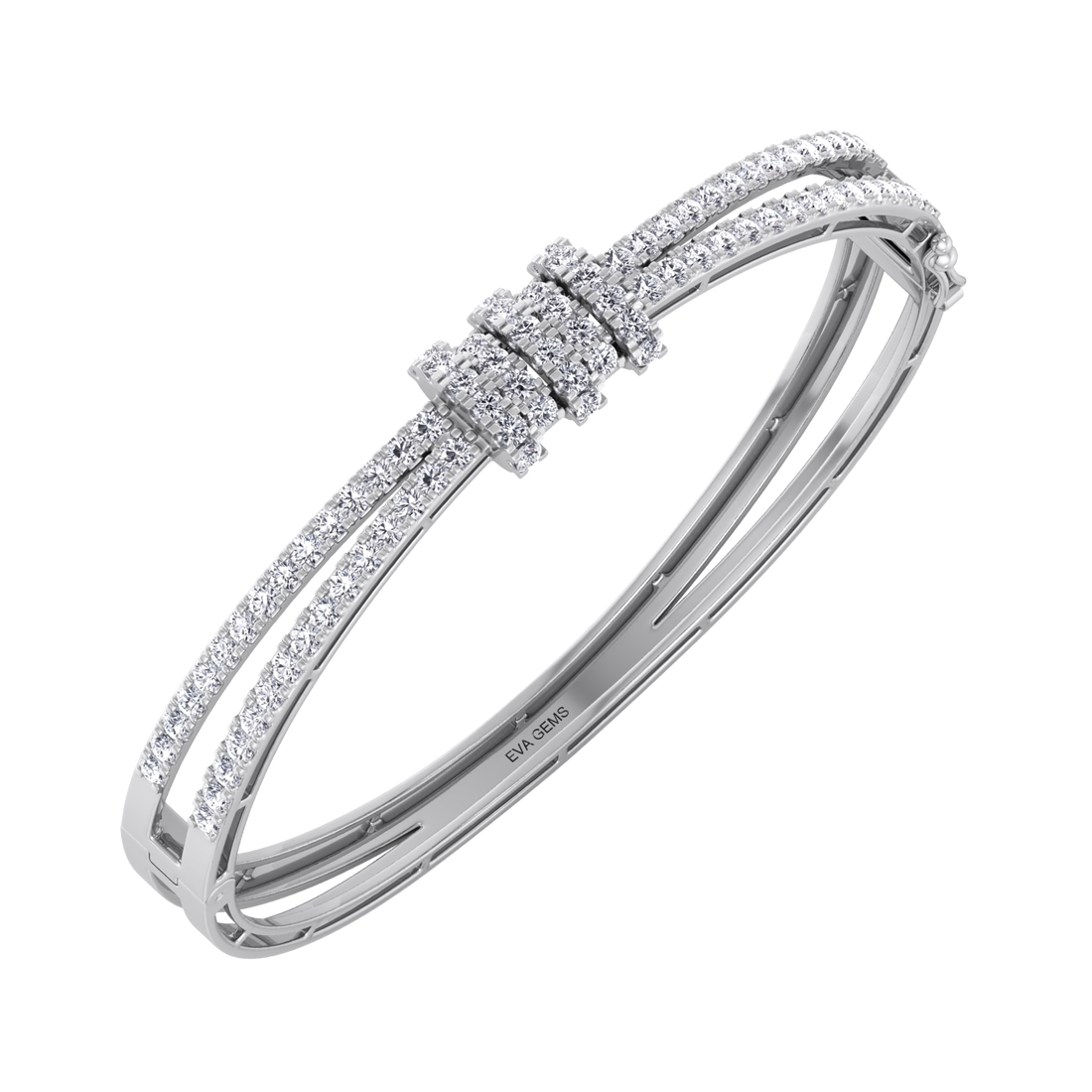 Timeless Triple-Row Diamond Bangle - EVA GEMS