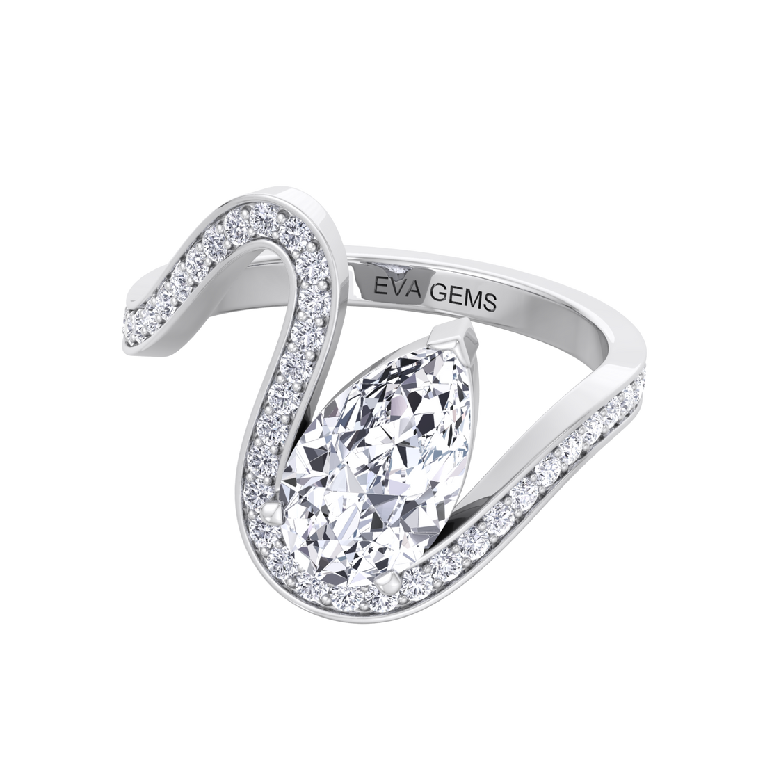 Floating Diamond Trace Pavé Ring - Eva Gems