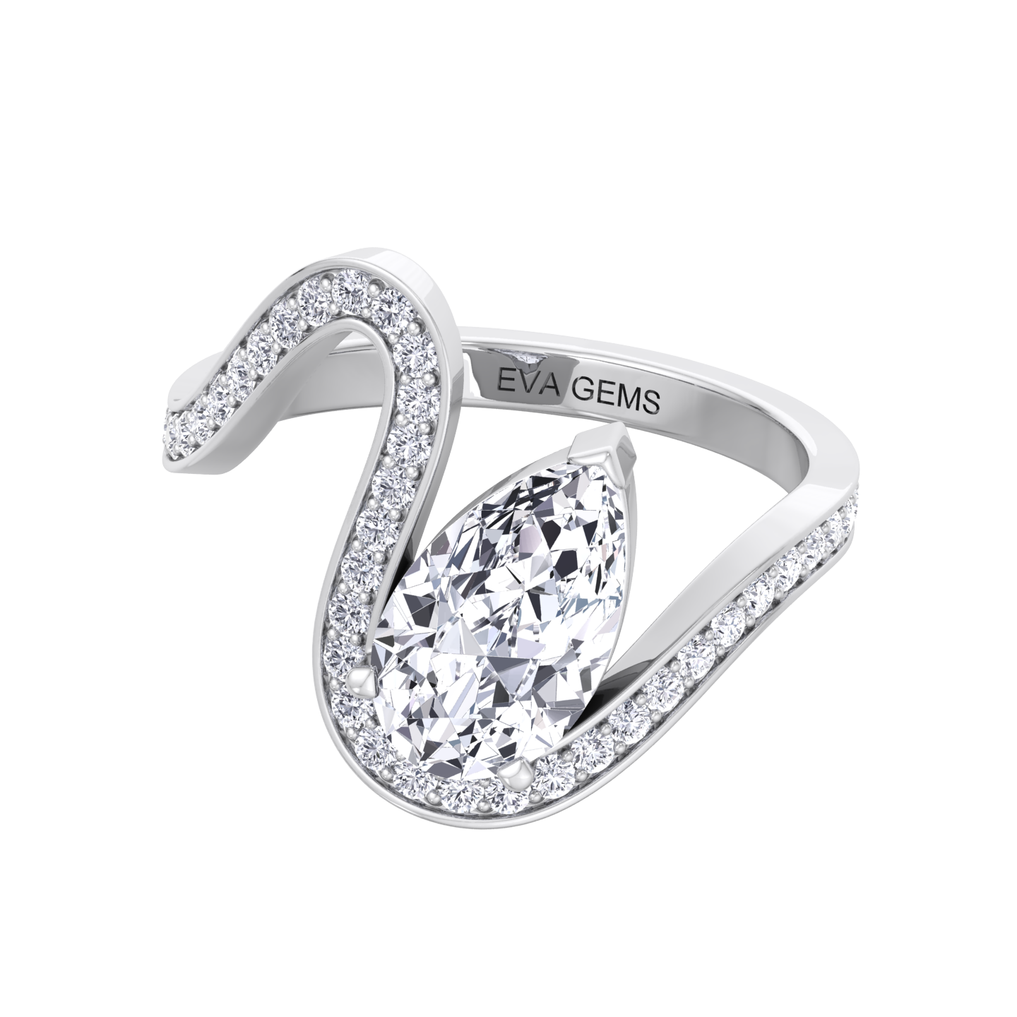 Floating Diamond Trace Pavé Ring - Eva Gems