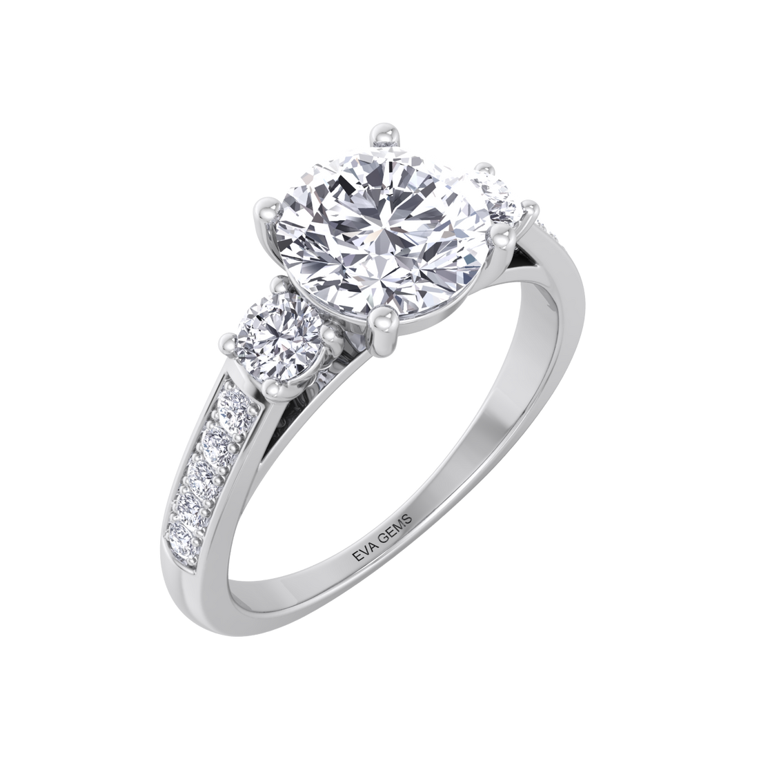 Trilogy engagement ring crafted with sustainable diamonds
