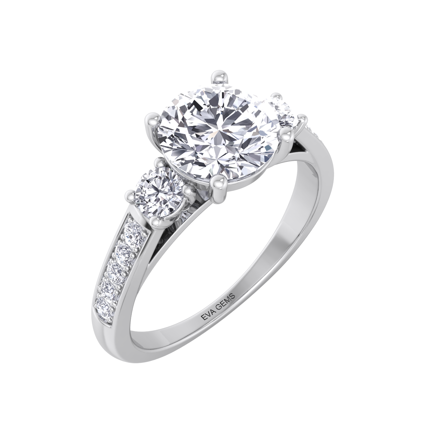 Trilogy engagement ring crafted with sustainable diamonds
