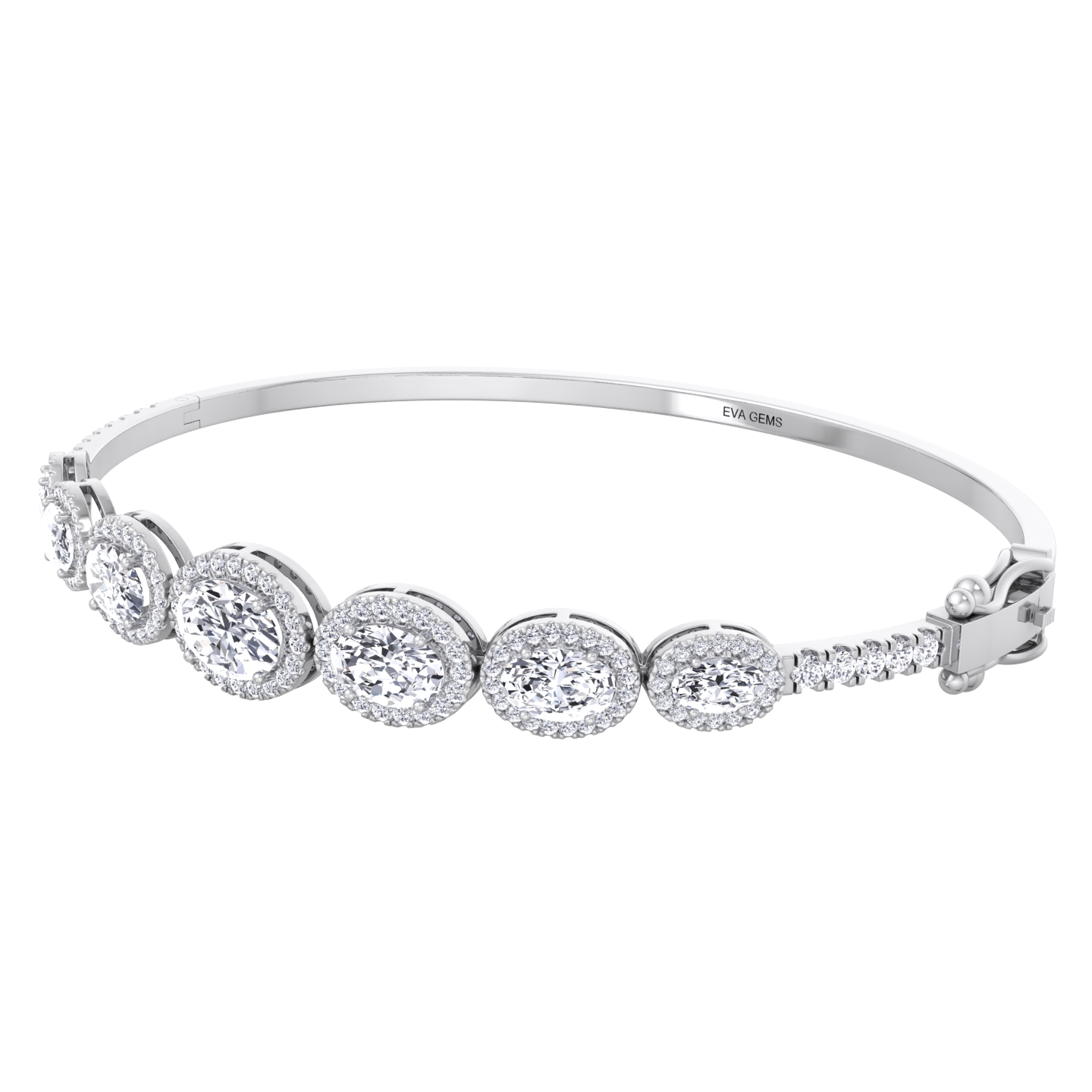 Diamond Halo Bangle Bracelet - EVA GEMS