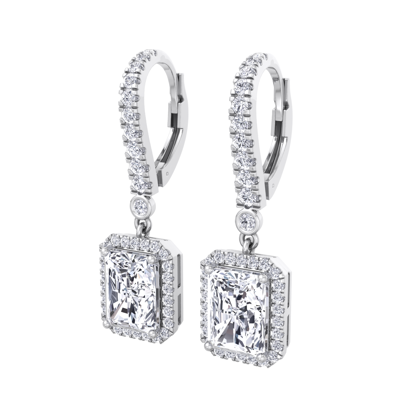 Timeless hoop earrings with emerald cut diamonds in 18 karat gold
