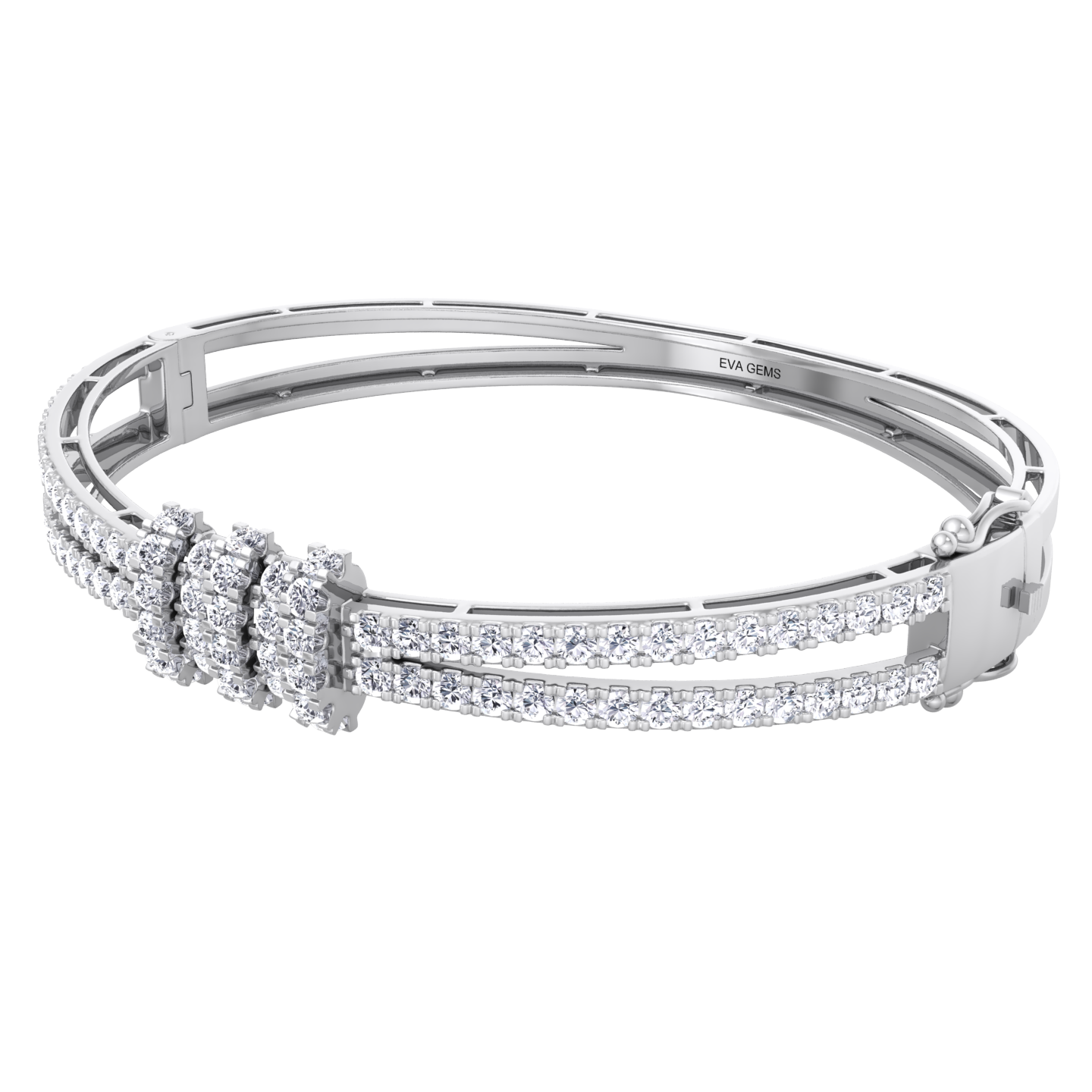 Timeless Triple-Row Diamond Bangle - EVA GEMS