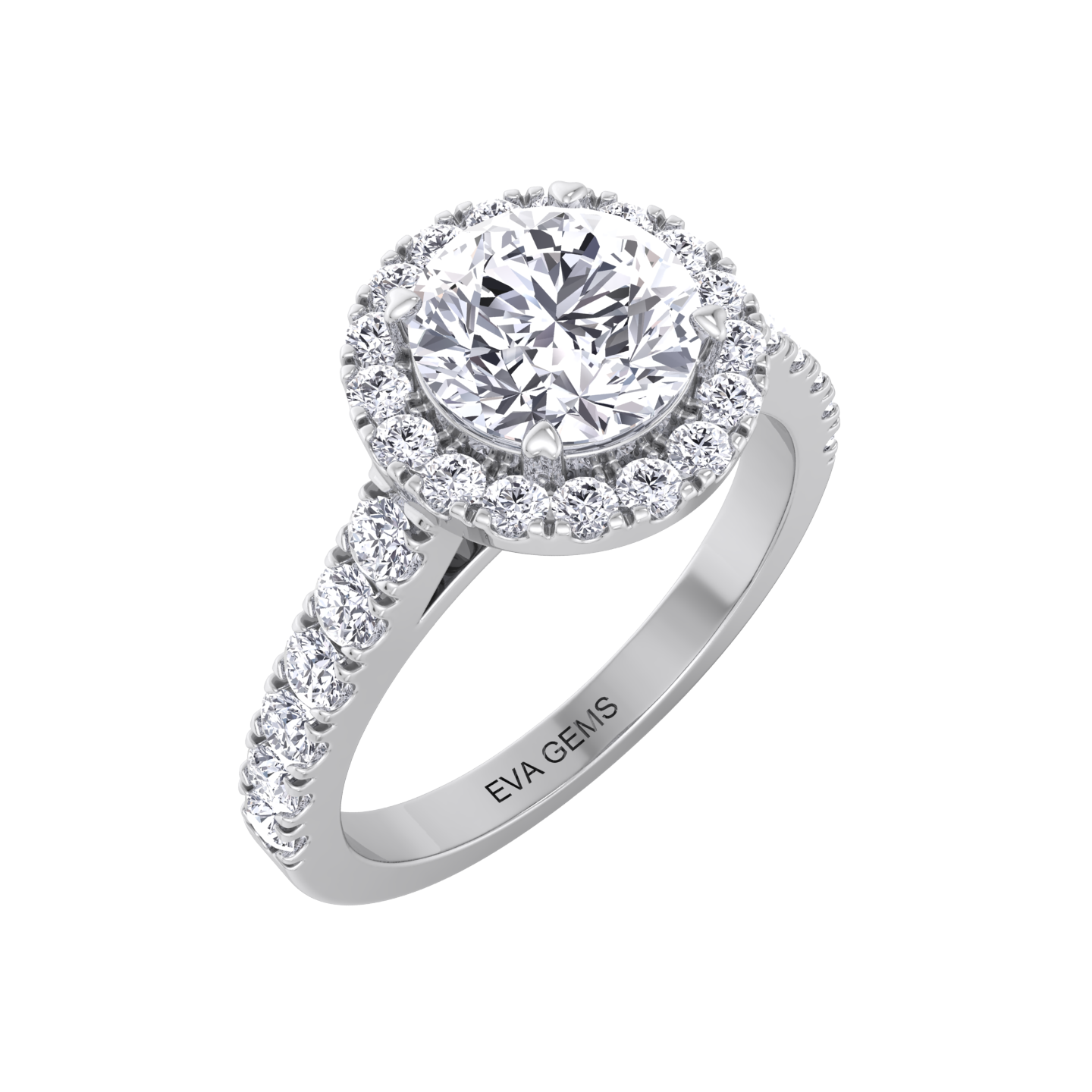 Round Cut Halo Engagement Ring - Eva Gems