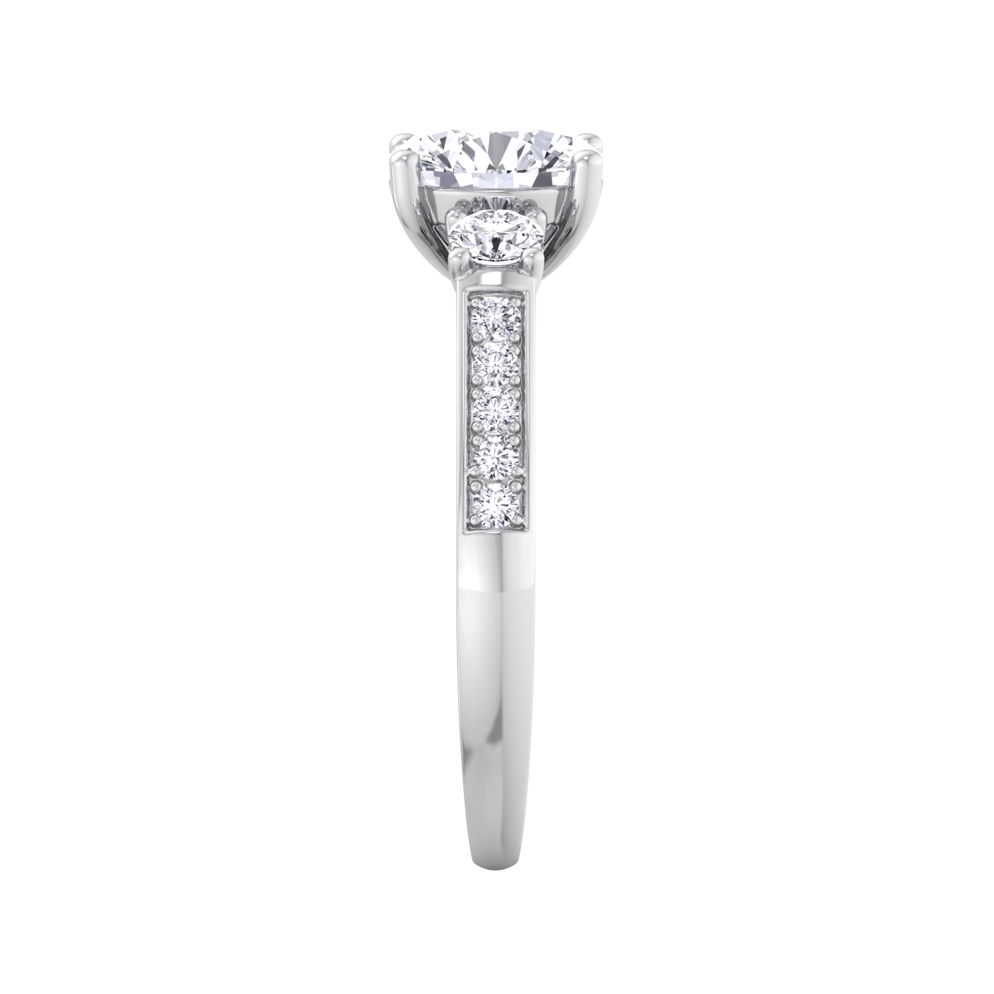 Lab-grown diamond trilogy ring in white gold
