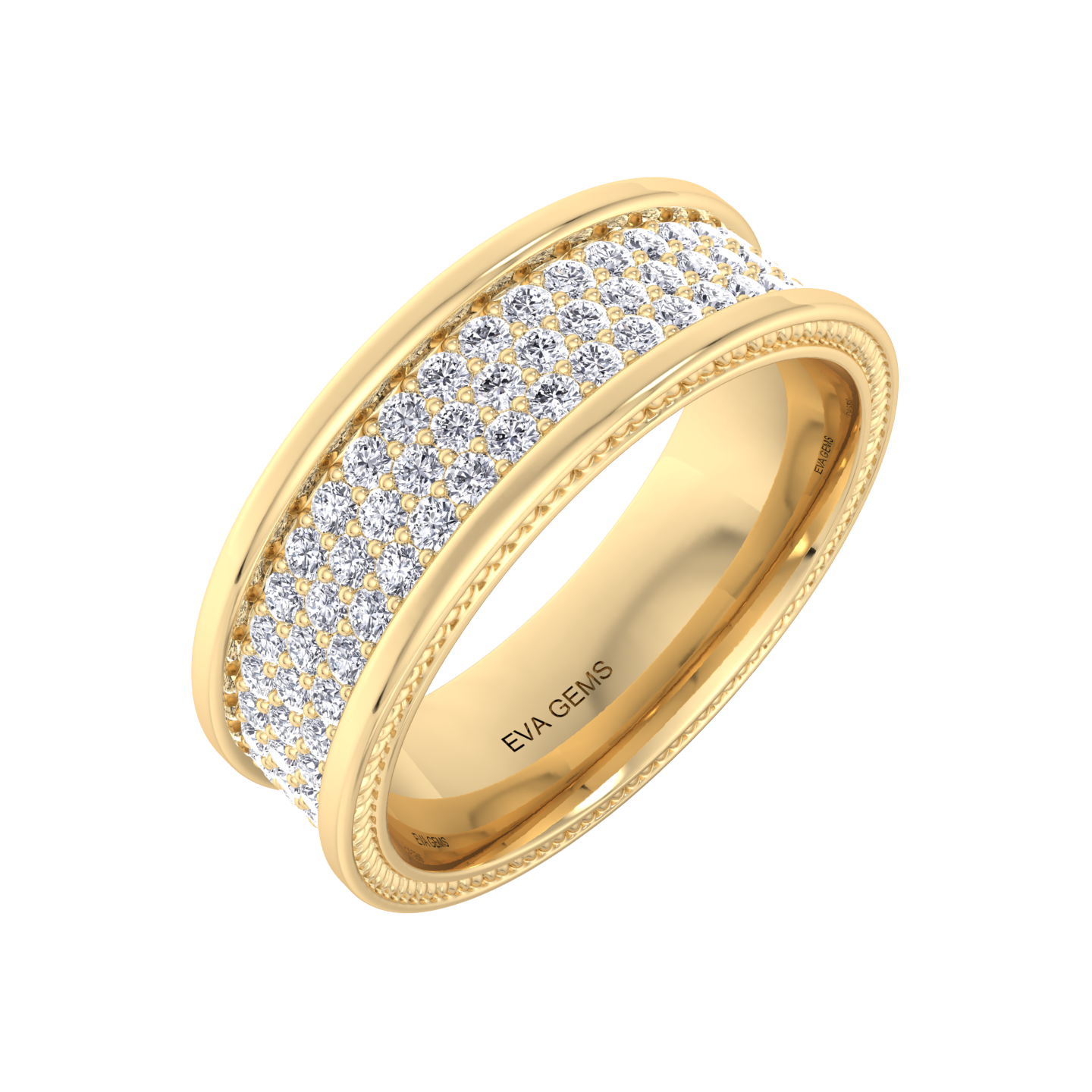 خاتم ألماس مرصع بالكامل من الذهب عيار 18 قيراطًا - EVA GEMS