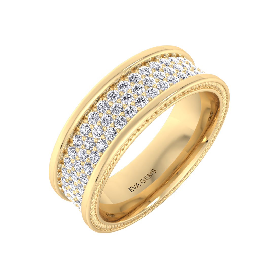 Full Pavé Diamond Ring in 18kt Gold - EVA GEMS