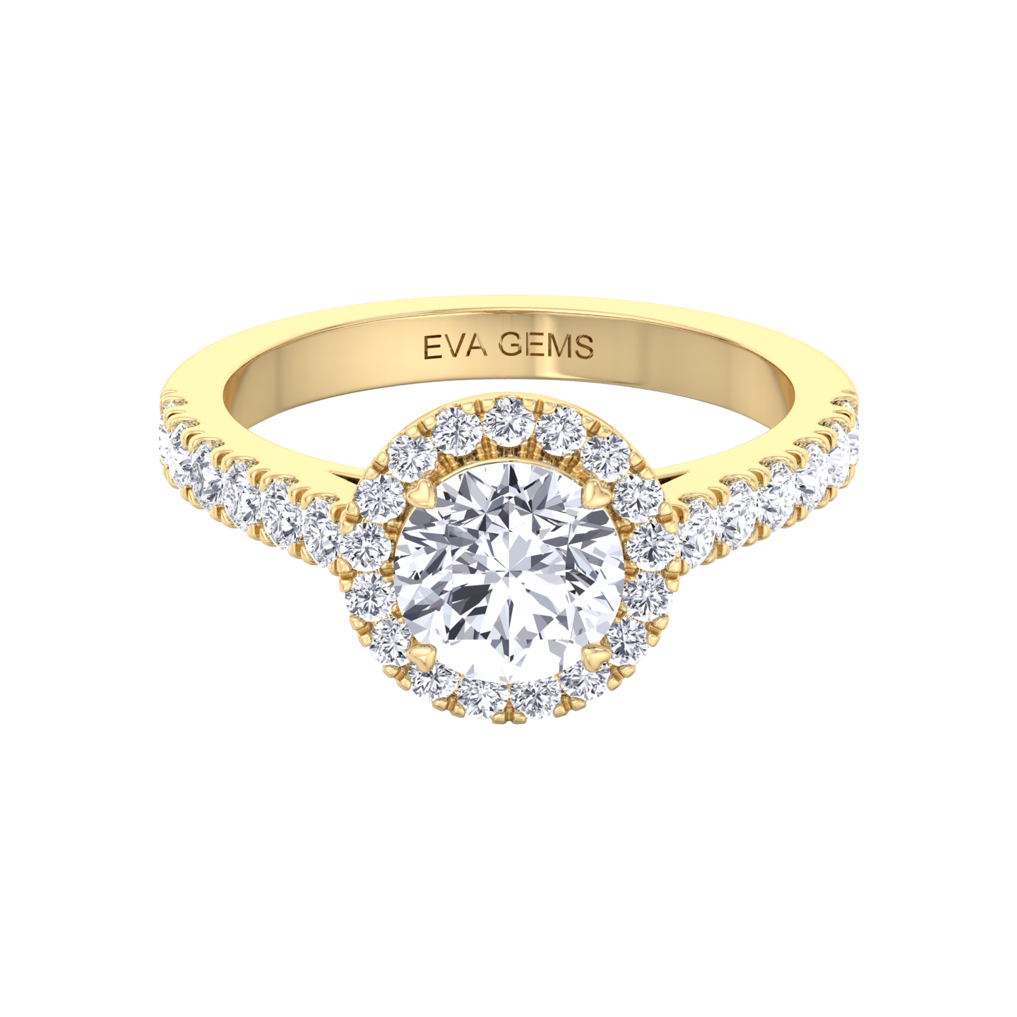 Round Cut Halo Engagement Ring - Eva Gems
