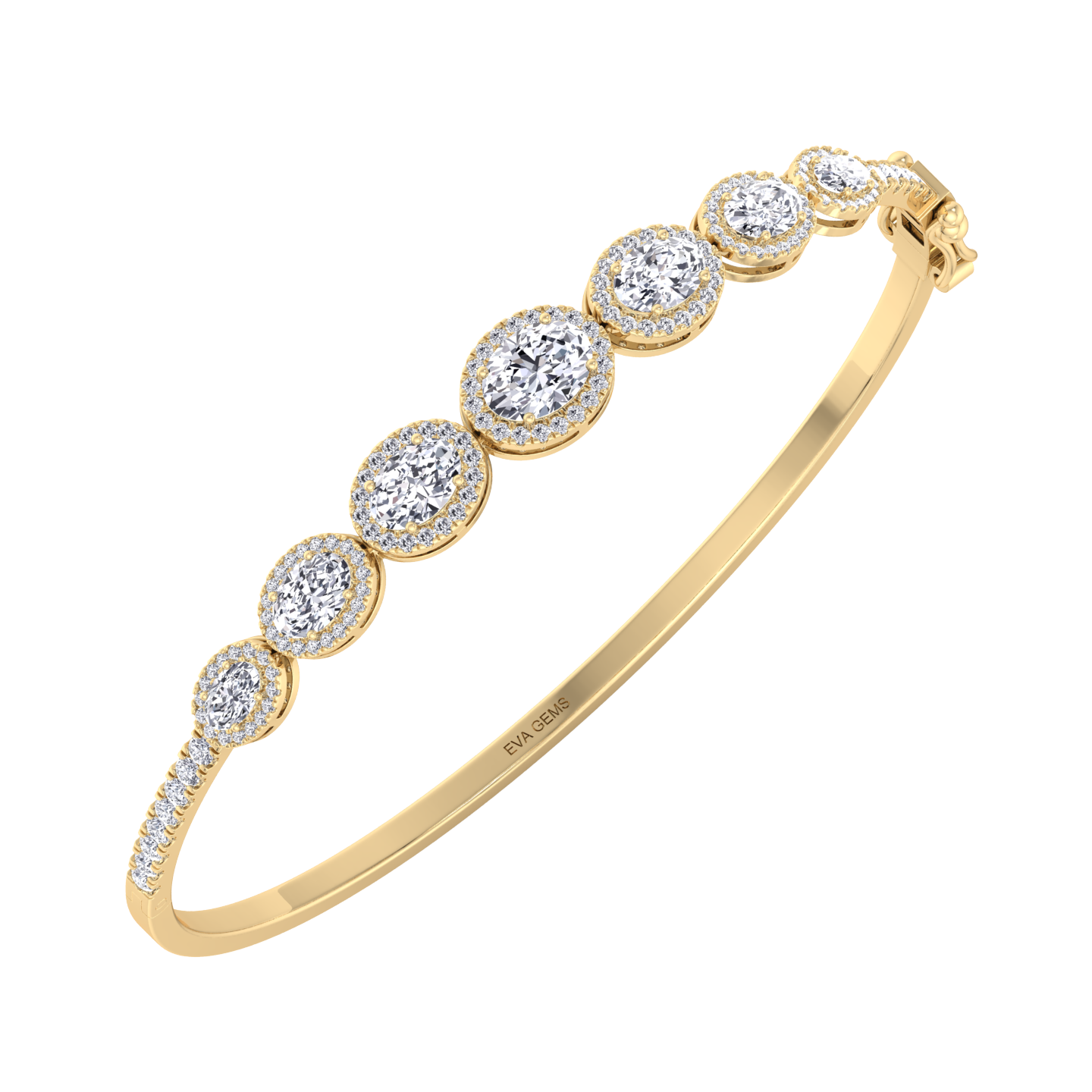 Diamond Halo Bangle Bracelet - EVA GEMS