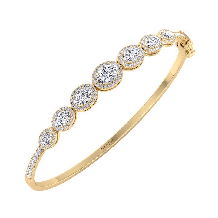 Diamond Halo Bangle Bracelet - EVA GEMS